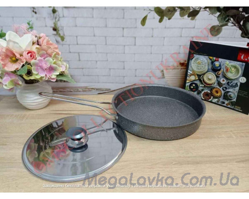 Сковорода для риби 2,8 л (28х5 см) з антипригарним покриттям сірий Туреччина OMS 3222-28-2,8л-Grey