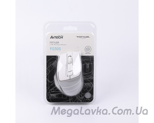 Мышь беспроводная бесшумная Fstyler, USB, 2000dpi, A4Tech FG30S (Grey+White)