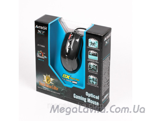 Ігрова миша Oscar, A4Tech X-718BK USB (Black)