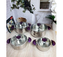 Набор кухонной посуды из нержавеющей стали из 8 предметов, (Турция), OMS 1036-Purple