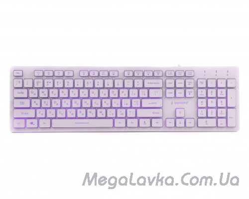 Клавиатура проводная Gembird KB-UML3-01-W-UA, украинская раскладка, 3-х цветная подсветка клавиш, белый цвет