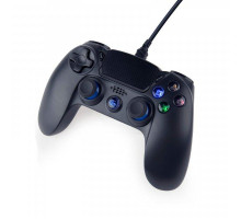 Геймпад проводной для PS4/PC Gembird JPD-PS4U-01, вибрация, LED подсветка, пластик, черный