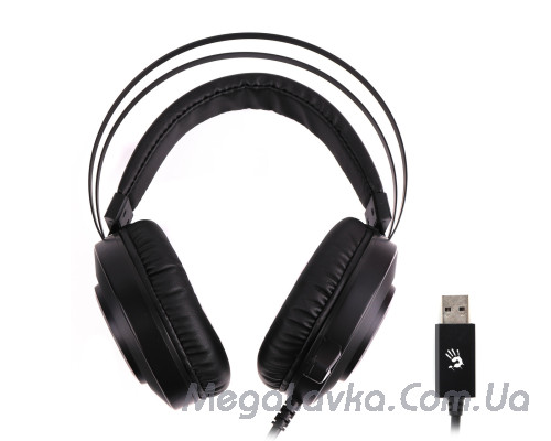 Ігрові навушники з мікрофоном, Hi Fi, 7.1 віртуальний звук, підсвічування, USB, A4Tech G521 Bloody (Black)