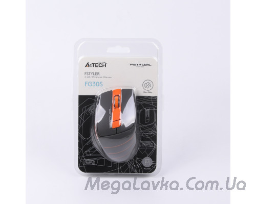 Мышь беспроводная бесшумная Fstyler, USB, 2000dpi, A4Tech FG30S (Orange)