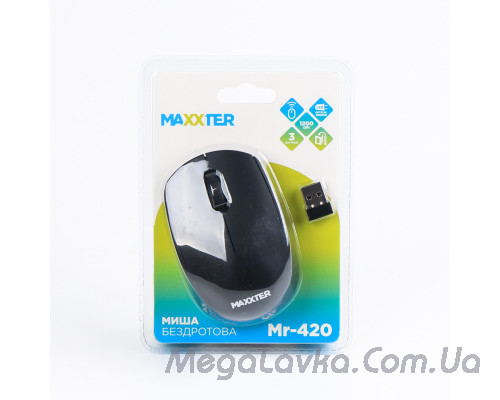 Мышь беспроводная, USB, черная Maxxter Mr-420
