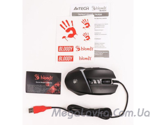 Миша ігрова Bloody Activated, RGB, 10000 CPI, 50M натискань, чорна A4Tech W60 Max Bloody (Stone black)