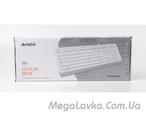 Клавиатура A4tech Fstyler Sleek MMedia Comfort, USB, (US+Ukrainian+Russian), A4Tech FK10 (White)