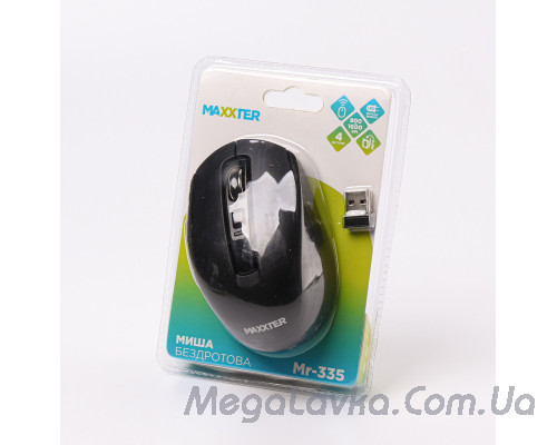 Мышь беспроводная, USB, черная Maxxter Mr-335