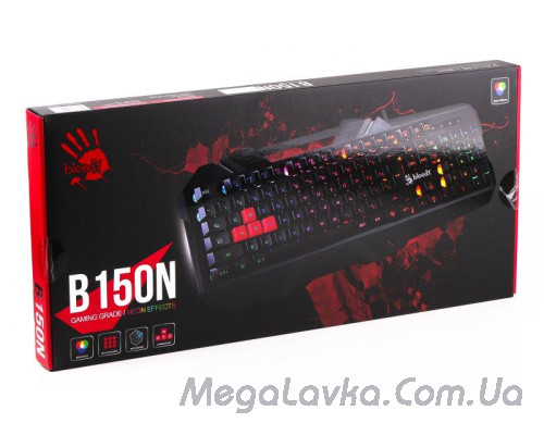 Клавиатура A4Tech B150N Bloody (Black), игровая, неоновая подсветка, эффекты "волна" и "дыхание"