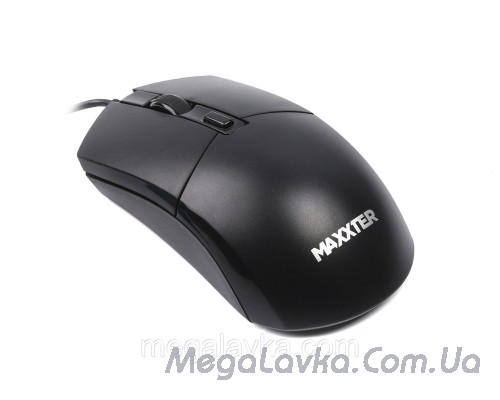 Миша провідна, оптична, 4 кнопки, 2400 DPI, USB, чорна, Maxxter Mc-4B01
