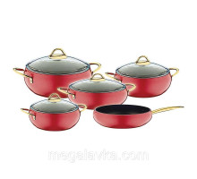 Набор кухонной посуды с антипригарным покрытием из 9 предметов (Турция), OMS 3040-Red