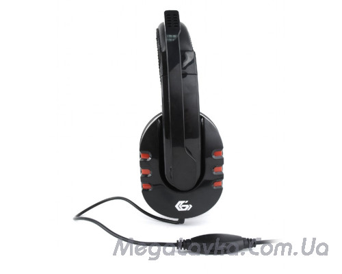 Игровые наушники с микрофоном, регулятор громкости, 2x3,5 jack, глянцевый черный цвет Gembird GHS-402