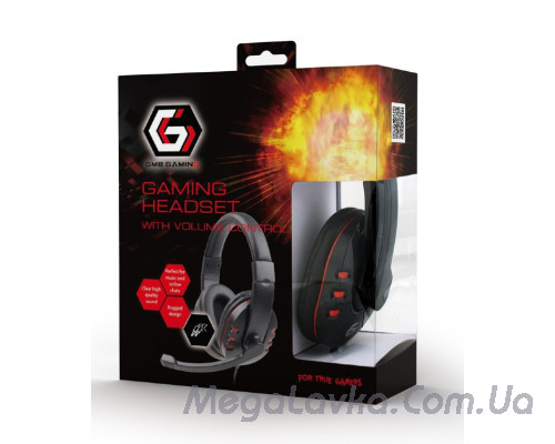 Игровые наушники с микрофоном, регулятор громкости, 2x3,5 jack, глянцевый черный цвет Gembird GHS-402