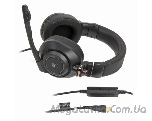 Ігрові навушники з мікрофоном, складна конструкція, 7.1 звук, підсвічування, USB A4Tech G580 Bloody (Black)