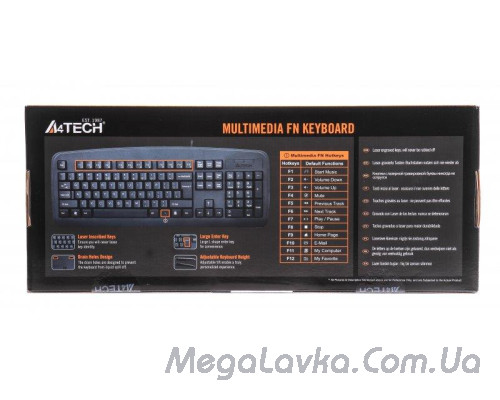 Клавиатура A4Tech KB-720 USB (Black), Normal K/B, Black