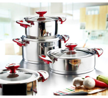 Набор посуды из нержавеющей стали 8 предмета Турция OMS 1031-Red