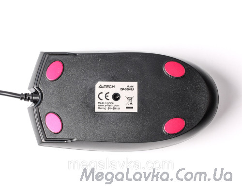 Миша провідна V-Track USB, 1000dpi, з металом, A4Tech OP-550NU USB (Black)