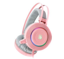 Наушники игровые с микрофоном, Hi Fi, 7.1 виртуальный звук, подсветка 7 цветов, USB, A4Tech G521 Bloody (Pink)