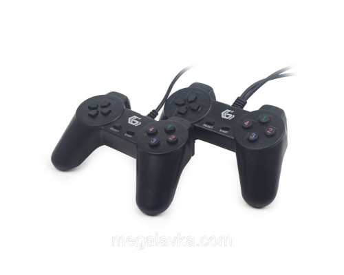 Подвійний ігровий геймпад, USB інтерфейс, чорний колір, Gembird JPD-UB2-01