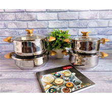 Набір кухонного посуду з нержавіючої сталі 8 предметів золото Туреччина OMS 1036 Gold