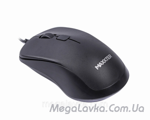 Миша провідна, оптична, 3 кнопки, USB, чорна, Maxxter Mc-3B01
