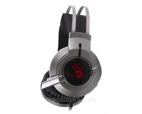 Ігрові навушники з мікрофоном (шумопридушення), неонове підсвічування 7 кольорів, USB, A4Tech G437 Bloody (Black)
