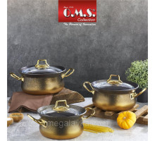 Набор кастрюль с антипригарным покрытием из 6 предметов (Турция), OMS 3047-Gold