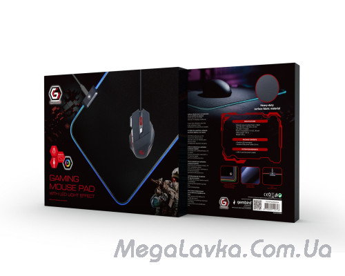Коврик игровой со светодиодной подсветкой 300 x 800 мм геймерский черный Gembird MP-GAMELED-L