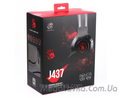 Ігрові навушники з мікрофоном, неонове підсвічування 7 кольорів A4Tech J437 Bloody (Black)