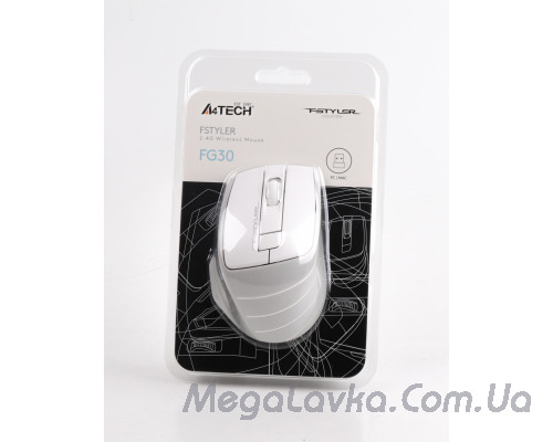 Мышь беспроводная A4tech Fstyler, USB, 2000dpi, A4Tech FG30 (Grey+White)