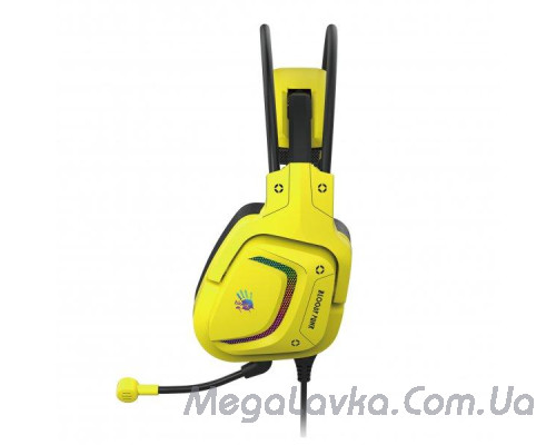 Ігрові навушники з мікрофоном, жовтий колір, 7.1 звук, RGB підсвічування, USB A4Tech G575 Bloody (Punk Yellow)