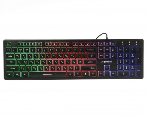 Клавиатура проводная Gembird KB-UML-01-UA, украинская раскладка, 3-х цветное подсветка клавиш, черный цвет