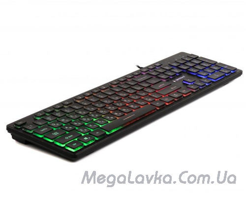 Клавиатура проводная Gembird KB-UML-01-UA, украинская раскладка, 3-х цветное подсветка клавиш, черный цвет