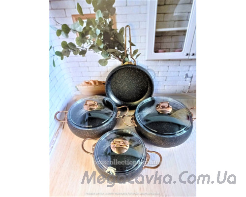 Набір посуду з антипригарним покриттям з 7 предметів Туреччина OMS 3023-Bronze