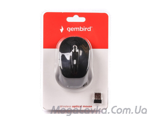 Беспроводная оптическая мышка USB 1600 DPI черная Gembird MUSW-6B-01
