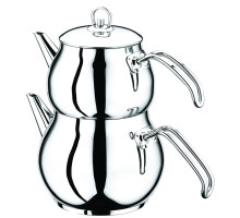 Чайник двухъярусный (0,75 /1,25 л) из 4-х предм. из нержавеющей стали, OMS Collection (Турция), арт. 8012-S