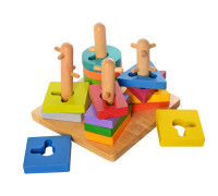 Деревянная игрушка Геометрика MD 2370 пирамидка-ключ, 16 фигур