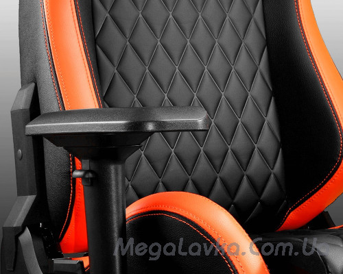 Крісло геймерське, дихаюча екошкіра, сталевий каркас, чорний + помаранчевий Cougar Armor S
