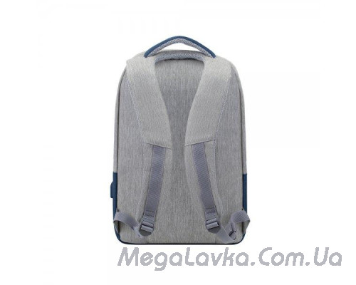 Рюкзак для ноутбука 15.6", Водоотталкивающий, антивор, Серый с синим RIVACASE 7562 Grey/Dark blue