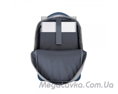 Рюкзак для ноутбука 15.6", Водовідштовхувальний, антизлодій, Сірий із синім RIVACASE 7562 Grey/Dark blue