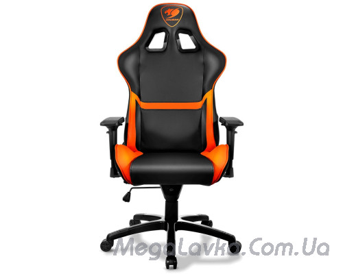 Кресло геймерское, дышащая экокожа, стальной каркас, черный+оранжевый Cougar Armor Black/Orange