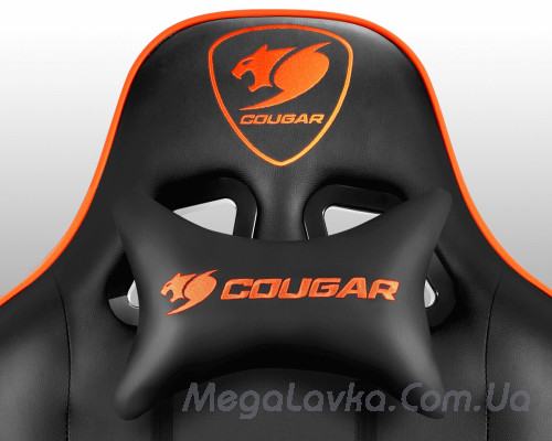 Крісло геймерське, дихаюча екошкіра, сталевий каркас, чорний + помаранчевий Cougar Armor Black / Orange